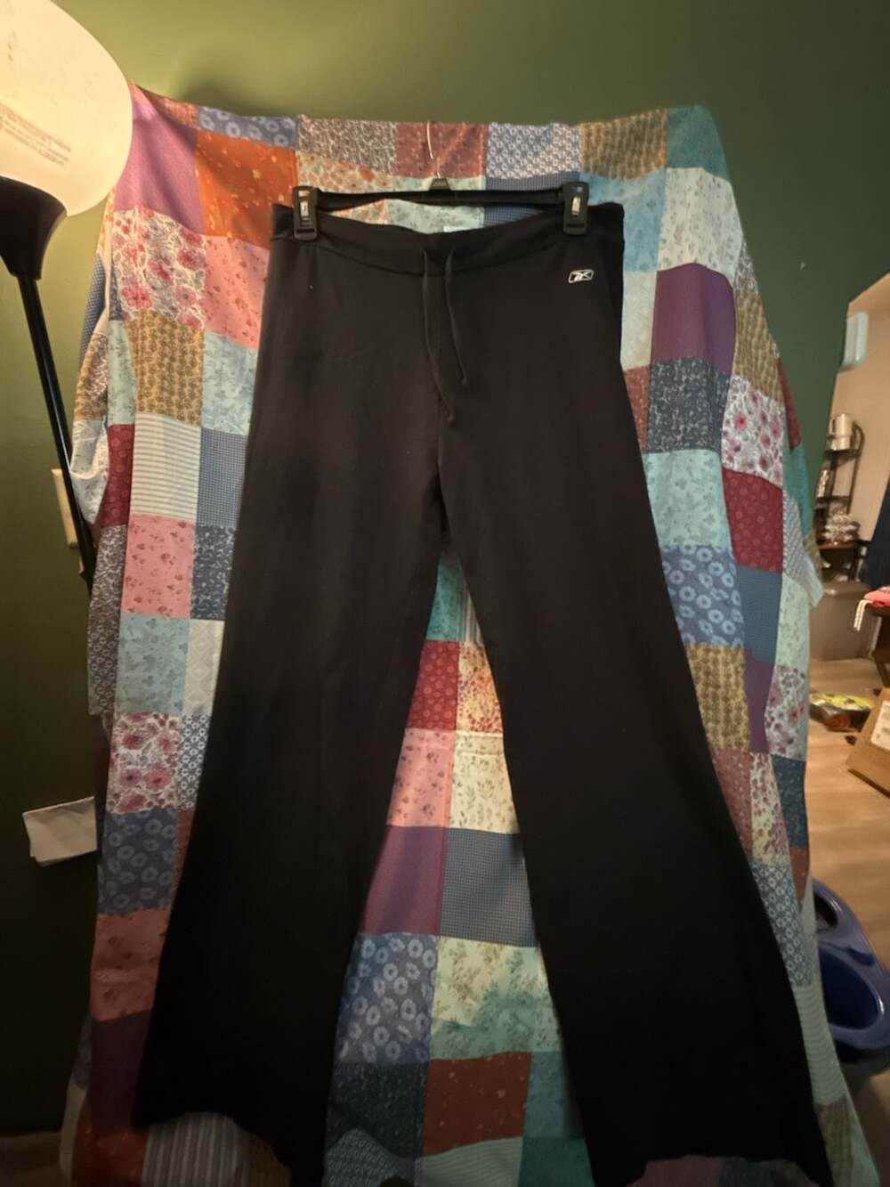 Reebok Women's Black Drawstring Flare Pants Size XL